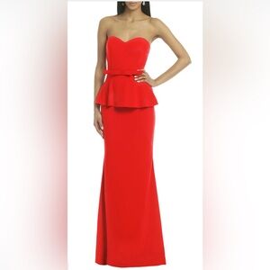 Badgley Mischka. Bold red dress gown